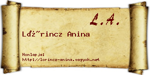 Lőrincz Anina névjegykártya